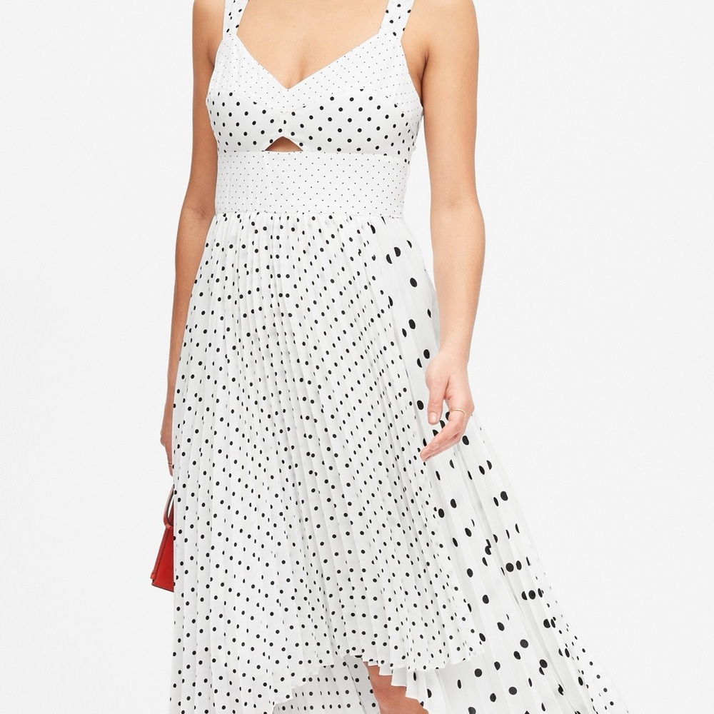 *NWT* Banana Republic Polka Dot Pleated Midi Dress